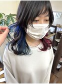 【Remit田辺】インナーカラーブルー×ピンク