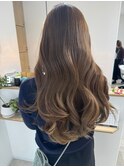 桑名ロングレイヤーカットミルクティーベージュロングヘア韓国