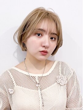 アルバム 池袋(ALBUM) ミルクティーボブミディアムショートおくれ毛_F20796