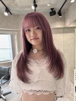 ハイプ(HYPE)&nbsp;ブリーチ&ダブルカラー/レイヤーカットホワイトピンク×ブラウン