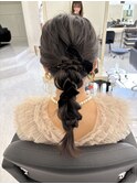 編みおろしポニーテール/小顔/黒髪/ヘアアレンジ[福岡天神]