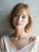 ロッソ 大橋店(Rosso) 流し前髪の柔らかベージュボブ【大橋】