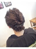 くるりんぱ×三つ編みシニヨン