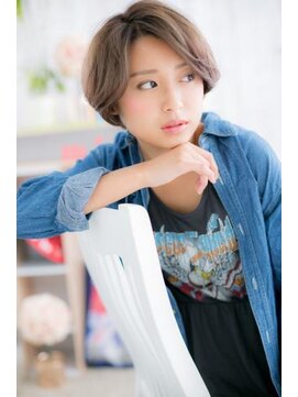 ミック 日暮里店(miq) アシンメトリー無造作感ダークアッシュ大人ボブショートa1