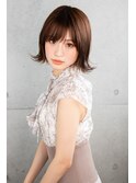流しバング外ハネミディボブスタイル