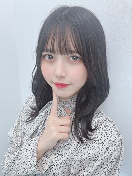 リルミー(Lilme) ふんわりくびれミディアム　黒髪　シースルー前髪　＊Lilme＊