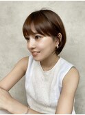 大人かわいい透け感マロンベージュ #マッシュショート#ボブ
