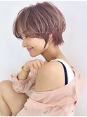 大人可愛い前髪ありのひし形マッシュショートパーマ３0代４0代