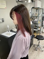 アジールヘア 所沢プロペ通り店(agir hair)&nbsp;イヤリングレッドピンクミディアムロング所沢新所沢入間