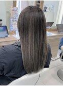 【白髪ぼかしハイライト】グレージュカラー