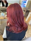 難波美容室 人気赤髪! ブリーチダブルカラー チェリーレッド