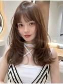 レイヤーカット韓国ヘアワンカールベージュカラー髪質改善
