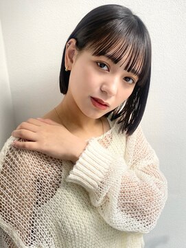 ラミエバイメルト 下北沢(lamie by melt) 花田/切りっぱなしボブミニボブブルーブラック下北沢グレージュ