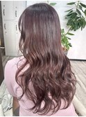 ピンクパープルイルミナカラーレイヤーカット20代30代40代堺東