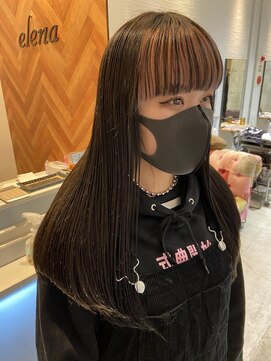 エレナ(elena) ワイドバングインナーカラー ×ピンク