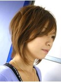 30代40代50代サラサラ大人前下がりレイヤーボブ白髪ぼかし