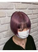 ラベンダーピンク、ボブ、刈り上げボブ、前髪インナー