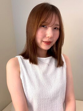 ユニバイリサ 天神大名店(uni by risa) オレンジブラウン ブリーチなしダブルカラー 顔周りカット 20代