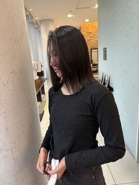 オプスヘアーフェリース(OPS HAIR feliz) ミディアム/切りっぱなし／グレージュ/縮毛矯正