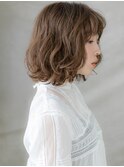 スモーキーブラウン乾かすだけゆるふわボブパーマX川口20代30代