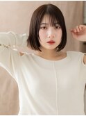 ダークアッシュ/顎ラインボブ/小顔カット/艶髪/透明感/暗髪e