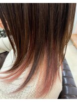 ロディーナコク 大口 新子安(rodina.coc)&nbsp;ミディアムレイヤー【インナーカラー×ピンクブラウン】ラフ20代