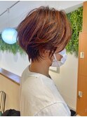 ●前下がりショートボブハンサムショートカットカラーパーマケア