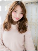 mod's姪浜/フェザーバング小顔ウェーブパーマフェミニンロングi