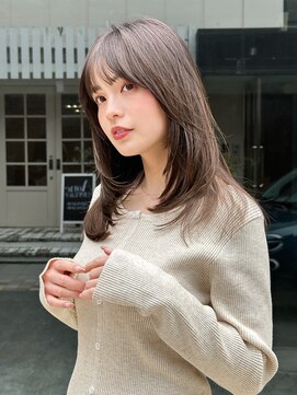 オムニス 表参道(Omnis) ミディアムレイヤー韓国ヘア顔周りレイヤー透明感ベージュカラー