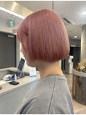 ハイトーンボブミルクティーベージュピンクベージュダブルカラー