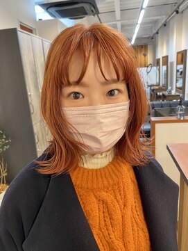 ソウコ(souko) コーラルピンク　コーラルオレンジ　ウルフ　ミディアムボブ