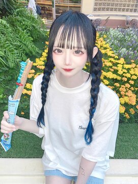 オズ 梅田店(OZ) #黒髪#エクステ/60枚#インナー#ブルー#地雷系#量産#コンカフェ嬢