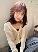 韓国風ミディアムレイヤーダークブラウン30代美髪小顔レイヤー
