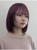 顔周りレイヤーボブレイヤーカットハイトーンピンクベージュ韓国