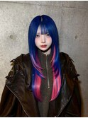 ツートンカラー/原色カラー/レイヤーカット/エクステ/東京美容室