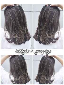 トルネード(TORNADO) 外国人風セミロング ハイライトグラデーション グレージュ