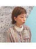 ミルクティーベージュ☆ 切りっぱなしミニボブスタイル