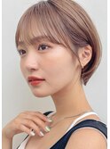 透明感グレージュカラー×束感ショート×小顔矯正立体カット