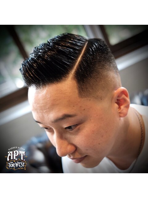 Side part Skin fade