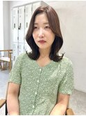 韓国風S字ウェーブくびれヘア センターパート