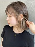 インナーカラー/ボブ/イヤリングカラー/ホワイトグレージュ/ボブ