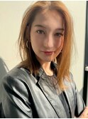 【MINX】くびれヘアアプリコットオレンジハイライトカラー_銀座