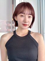 ガーデンヨコハマ(GARDEN YOKOHAMA)&nbsp;切りっぱなしボブ ワイドバング ブリーチなし ピンクブラウン