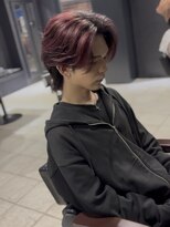 アウル 心斎橋(owl)&nbsp;センターパート/ハイライト/ワインレッドカラー/メンズパーマ