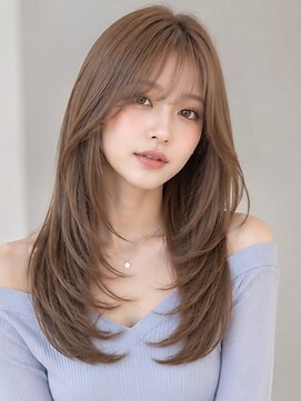 キャパ セントラル 天神 大名店(CAPA central) ミルクティーベージュ レイヤーカット 韓国ヘア 髪質改善 顔周り
