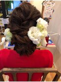 アップスタイル×生花飾り