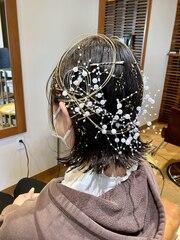 【袴】・【振袖】♯金箔ヘアアレンジ♯水引き♯パール