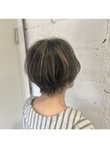 【白髪ぼかし】コントラストハイライト×メリハリショートボブ