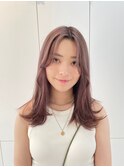 【川辺晴加】セミロングレイヤーx透明感ピンクベージュ
