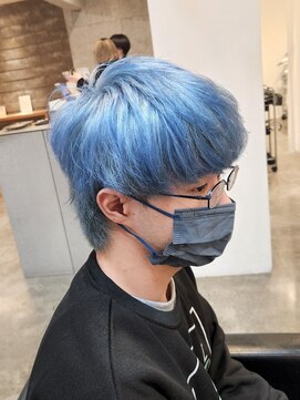 ニアウ 伊勢崎連取店(Niau) マッシュウルフメンズショートハイトーンカラー